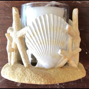 Seaside shell votive candle holder w/candle